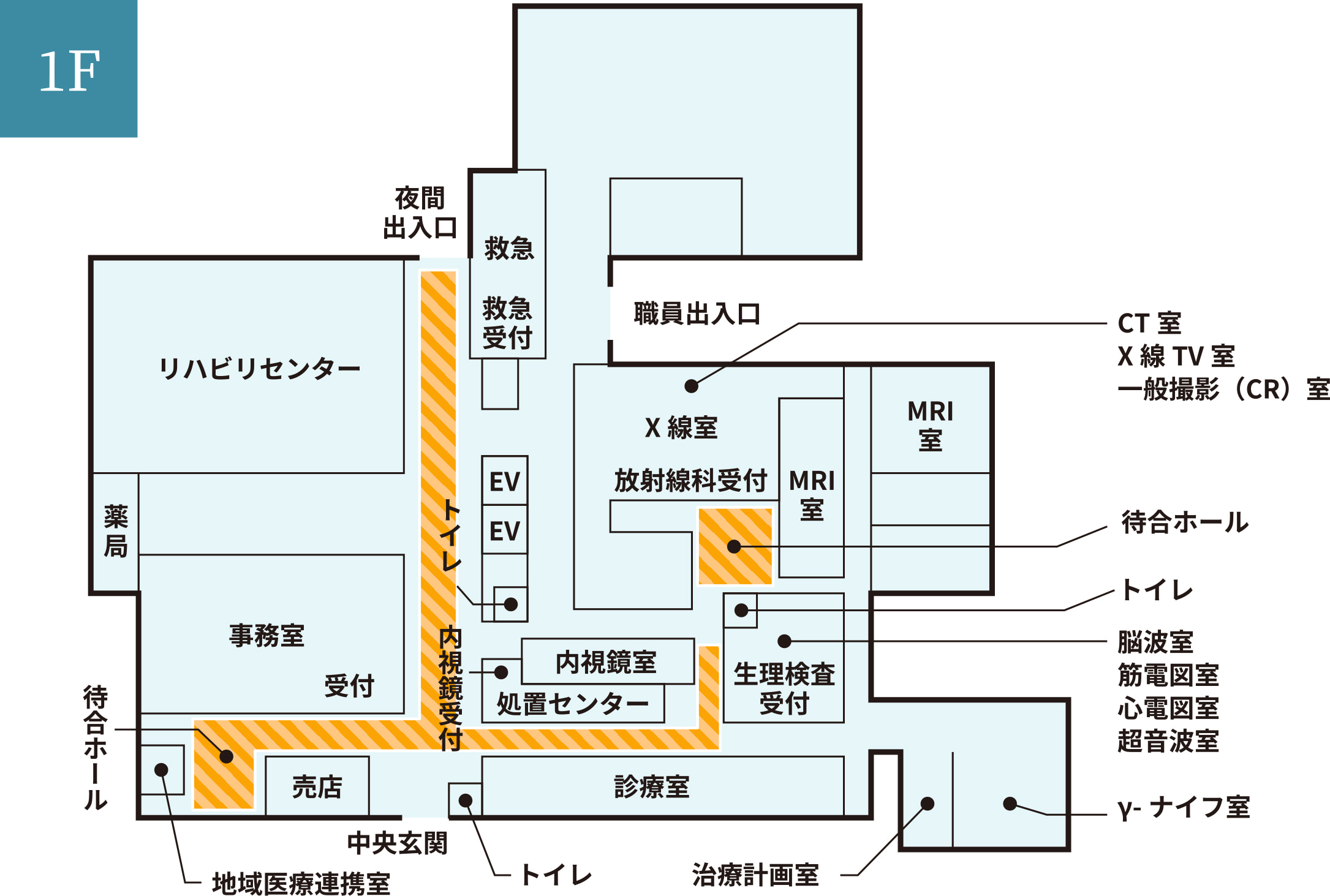 フリーWi-Fi対応エリア　姫路中央病院1F